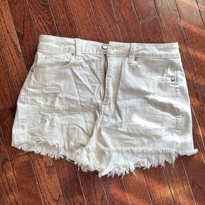 American Eagle Outfitters White Frayed Jean Shorts